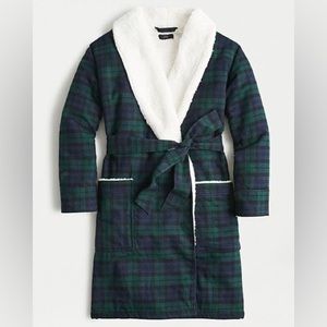 J Crew Sherpa Lined Robe in Black Watch